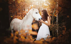 White Lady And Horse Wallpaper