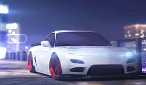 White Mazda Rx 7 In The City Wallpaper