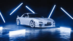 White Mazda Rx7 Neon Led Wallpaper