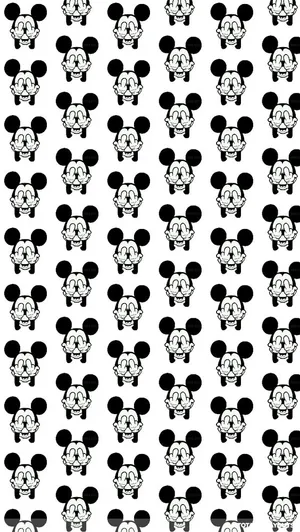 White Mickey Mouse Face Pattern Phone Wallpaper