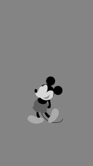 White Mickey Mouse Greyscale Wallpaper