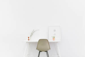 White Minimalist Workspace Wallpaper