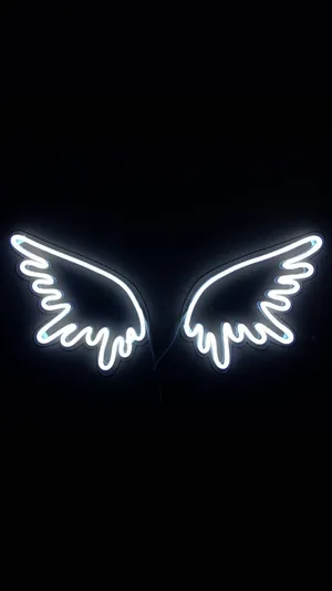 White Neon Wings Wallpaper