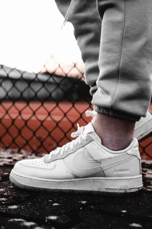 White Nike Af1 On Court Wallpaper