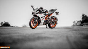 White Orange Ktm Bike On The Road Wallpaper