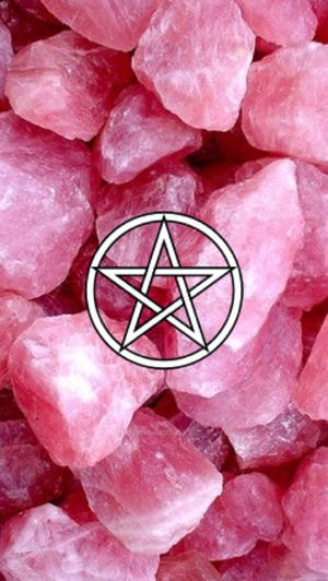 White Pentagram On Pink Rocks Wallpaper