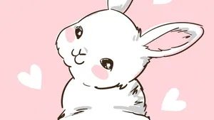 White Rabbit And Hearts Wallpaper