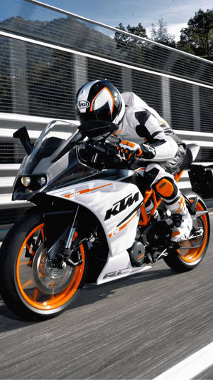 White Racer On White Ktm Iphone Wallpaper