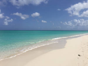 White Sand Beach Ocean Blue Waves Wallpaper