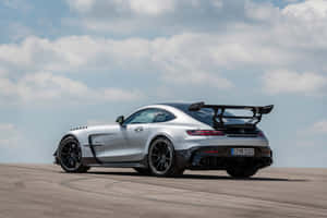 White Silver Mercedes Gts Rear View Wallpaper