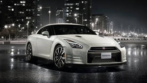 White Skyline Car In The City Wallpaper