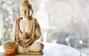 White Stone Buddha Statue Wallpaper