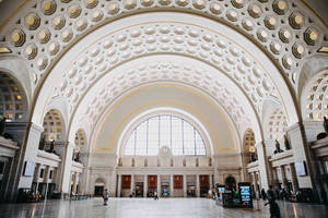 White Union Station Arched Ceiling Wallpaper