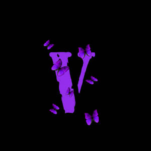 White Vlone Pfp Logo Purple Butterflies Wallpaper