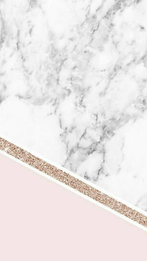 White With Glittery Rose Gold Marble Iphone Wallpaper