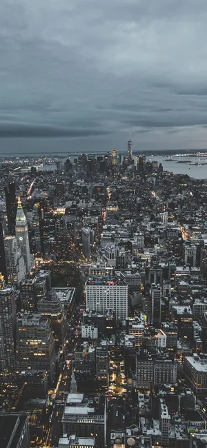 Wide View Of New York Skyline Iphone Wallpaper