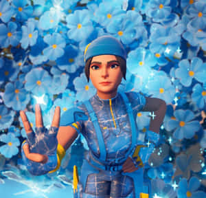 Wildcat Fortnite Blue Flowers Wallpaper