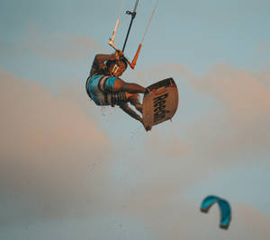 Windsurfing Orange Blue Sky Wallpaper