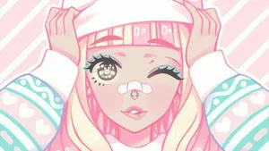 Winking Girl Cute Aesthetic Wallpaper