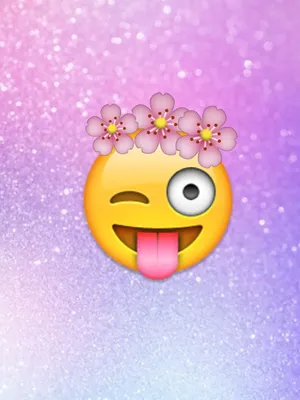 Winking Playful Emoji Girl With Tongue Wallpaper