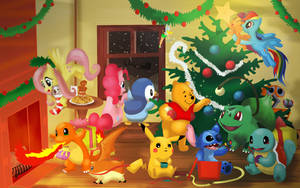 Winnie The Pooh Christmas Pokemon Wallpaper