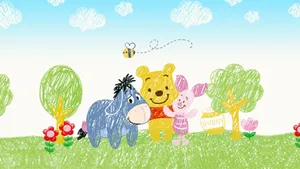 Winnie The Pooh Coloring With Crayons Wallpaper
