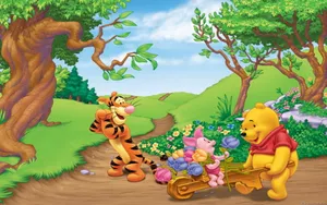 Winnie The Pooh Harvested Tulips Desktop Wallpaper