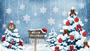 Winter Christmas Tree Sign Desktop Wallpaper