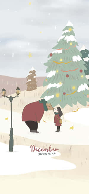 Winter Holiday Embrace Wallpaper