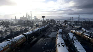 Winter_ Industrial_ Train_ Yard_ Scene Wallpaper