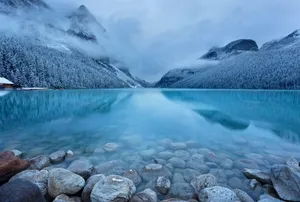 Winter_ Mountain_ Lake_ Serenity.jpg Wallpaper