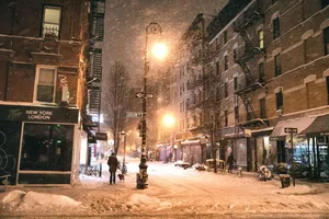 Winter New York Night Iphone Wallpaper