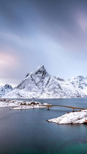 Winter Phone Mountain Bridge Wallpaper