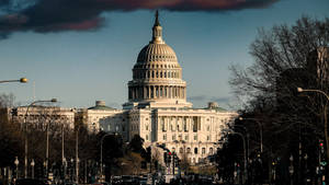 Wisconsin State Capitol In Madison During Dark Hour Wallpaper
