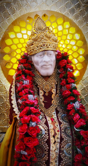 Wise Indian Guru Sai Baba Phone Wallpaper