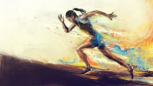 Woman Athletic Runner Digital Art Wallpaper