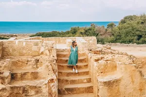 Woman Captured In Archaeological Site Of Nea Paphos Wallpaper