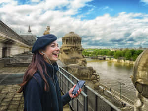 Woman Enjoying The View At Musée Dorsay Wallpaper