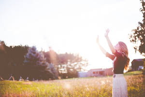 Woman In A Morning Glory Wallpaper