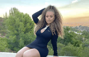 Woman Posing City View Sunset Wallpaper