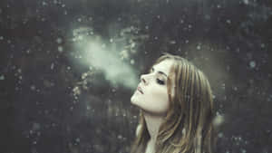 Woman Profile Cold Breath Wallpaper