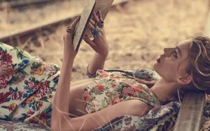 Woman Reading In Train Railway Wallpaper