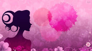 Woman Silhouette With Pink Wallpaper