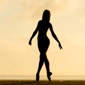 Woman Tip Toe Silhouette Wallpaper