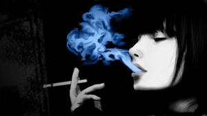 Woman With Bangs Smoking Blunt Wallpaper