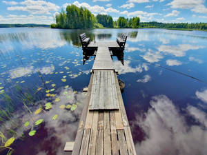 Wooden Dock At Karstula Finland Wallpaper