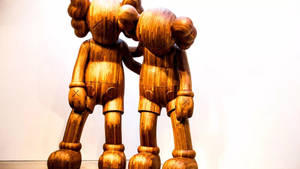 Wooden Kaws Along The Way Wallpaper