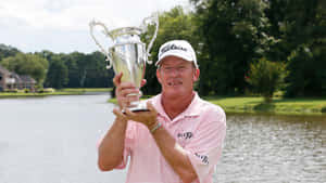 Woody Austin With A Trophy Wallpaper