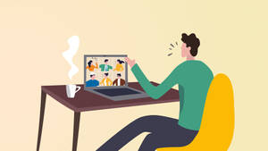 Work Zoom Meeting Illustration Wallpaper