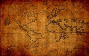 World Map In Old Paper Wallpaper